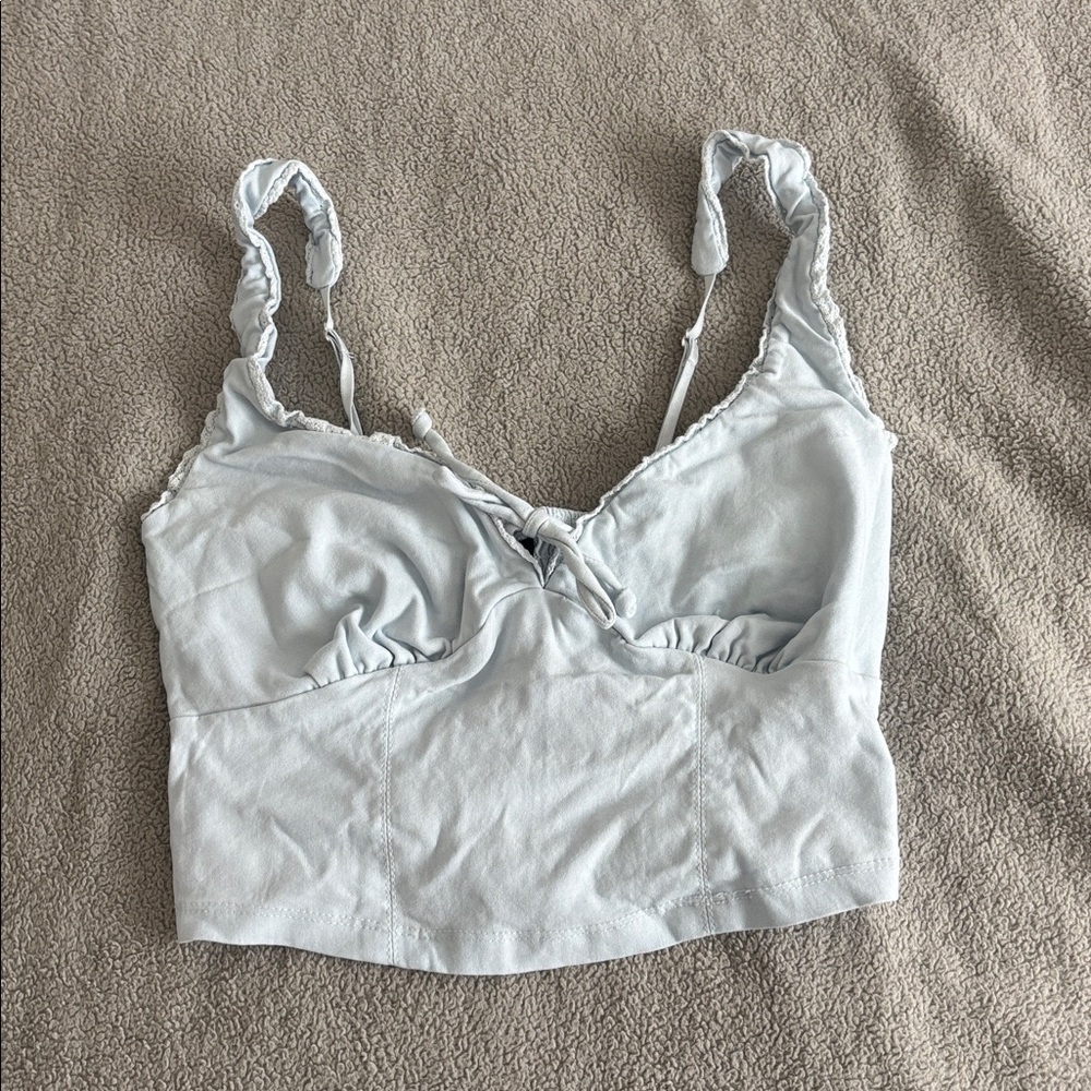Light Blue Ruched Crop Top